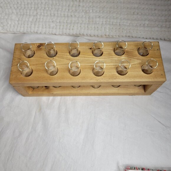 Plant Propagation Station Tabletop Pine Wood 12 glass tubes Handmade hydroponics - Picture 3 of 12